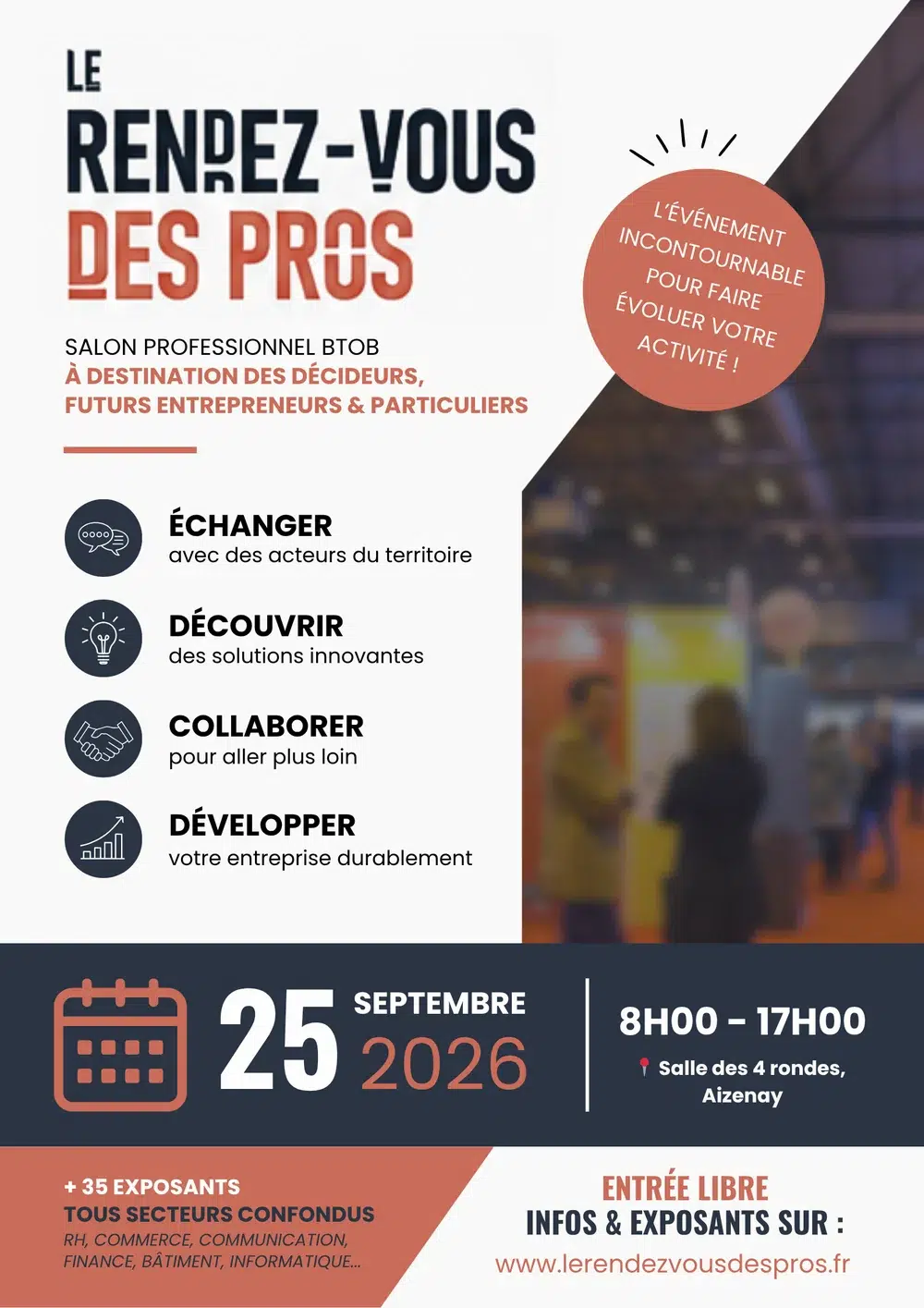 Affiche du Rendez-vous des Pros à Aizenay, salon B2B du 25 septembre 2026